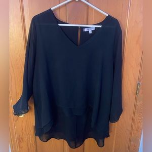 Jennifer Lopez semi sheer black blouse